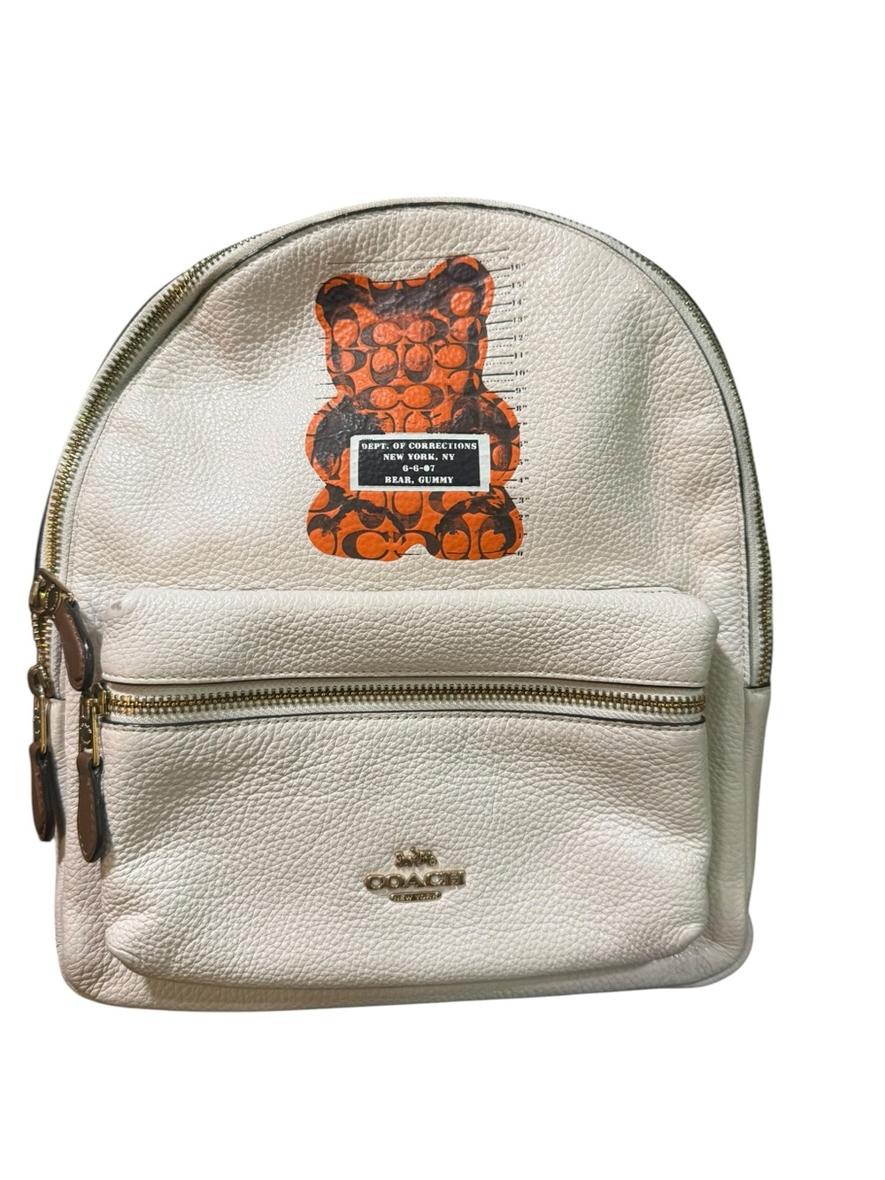 Coach x Gummy Bear White Pebbled Leather Backpack F76656 Limited Edition - Picture 8 of 9